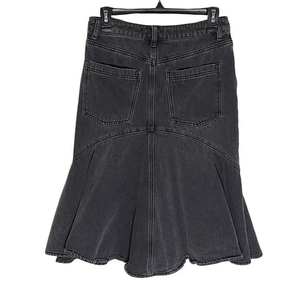 FREE PEOPLE x WE THE FREE Women’s Black Wash Fishtail Denim Skirt - Picture 6 of 6
